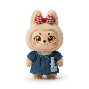 Denim Dress and Bunny Charm Fits Labubu 17cm Plush