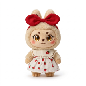 Strawberry Print Frill Dress Fits Labubu 17cm Plush
