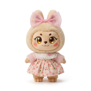 Pink Strawberry Apron Dress Fits Labubu 17cm Plush