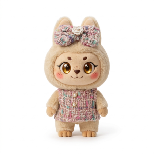 Floral Tweed Dress and Bow Fits Labubu 17cm Plush