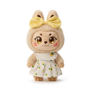 Cream Confetti Print Dress Fits Labubu 17cm Plush