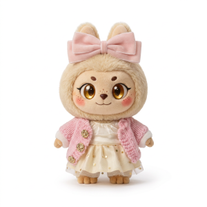 Pink Knit Cardigan and Skirt Fits Labubu 17cm Plush