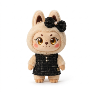 Black Tweed Pinafore Fits Labubu 17cm Plush