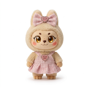 Tweed Heart Pinafore Fits Labubu 17cm Plush