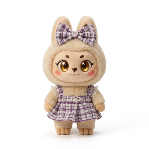 Lilac Tweed Clasp Pinafore Fits Labubu 17cm Plush