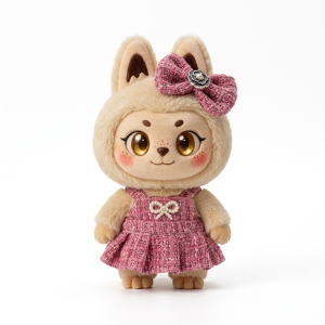 Rose Tweed Bow Dress Fits Labubu 17cm Plush