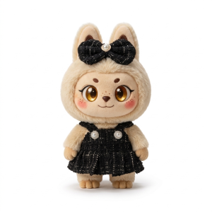 Black Pearl Tweed Dress Fits Labubu 17cm Plush