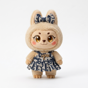 Navy Logo Print Dress Fits Labubu 17cm Plush