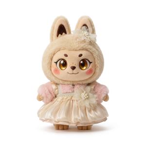 Cream Rose Organza Dress Fits Labubu 17cm Plush