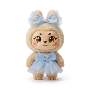 Blue Organza Bow Dress Fits Labubu 17cm Plush