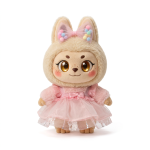 Pink Tulle Lace Dress Fits Labubu 17cm Plush