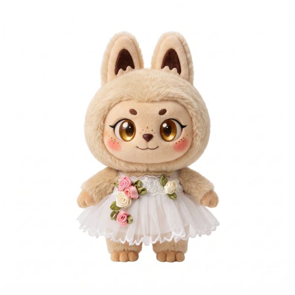 White Floral Bridal Dress Fits Labubu 17cm Plush