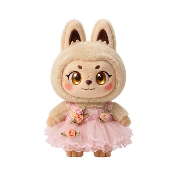 Pink Rosette Frill Dress Fits Labubu 17cm Plush