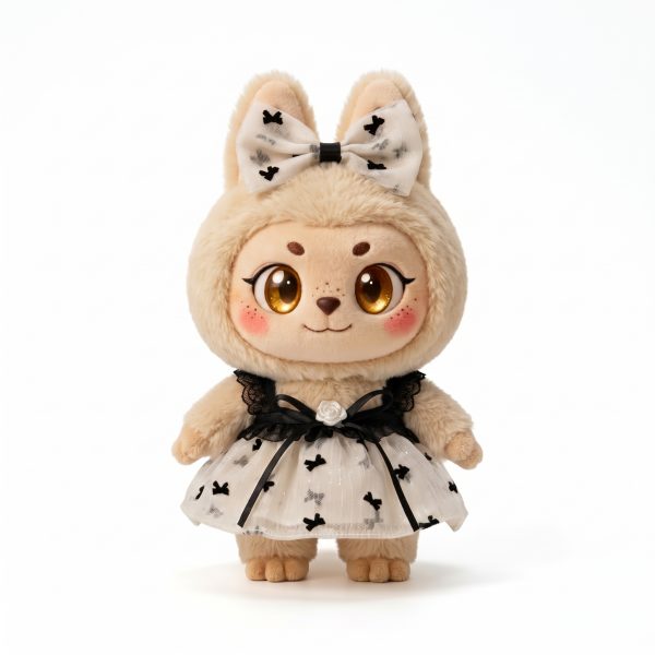 Bow Print Tulle Dress Fits Labubu 17cm Plush