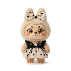 Black Dot Frill Dress Fits Labubu 17cm Plush