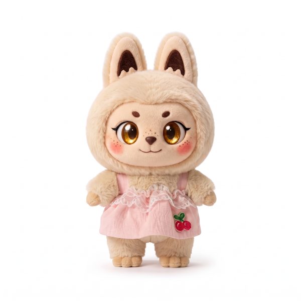Pink Cherry Apron Dress Fits Labubu 17cm Plush