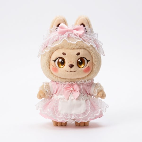 Lace Bonnet Dress Handmade Outfit Fits Labubu 17cm Plush