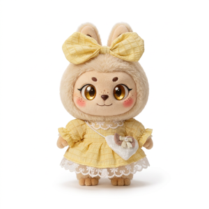 Yellow Linen Dress and Bag Fits Labubu 17cm Plush