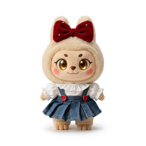Denim Pinafore and Frill Blouse Fits Labubu 17cm Plush