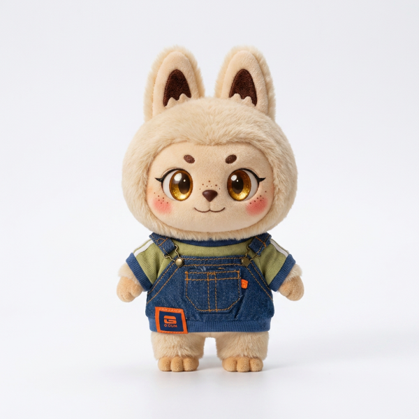 Denim Overall Khaki Set Fits Labubu 17cm Plush