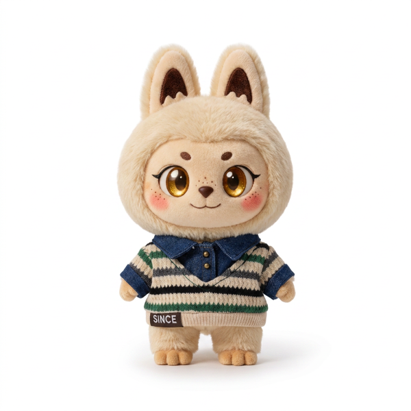 Stripe Polo Shorts Set Fits Labubu 17cm Plush