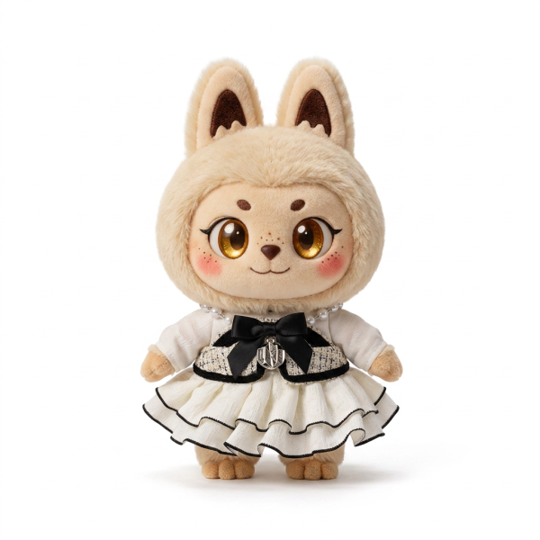 Ivory Tiered Lace Dress Fits Labubu 17cm Plush