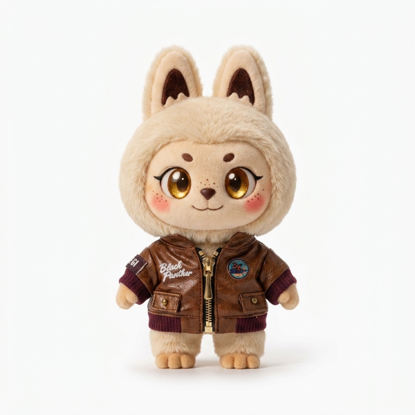 Brown Bomber Jacket Set Fits Labubu 17cm Plush