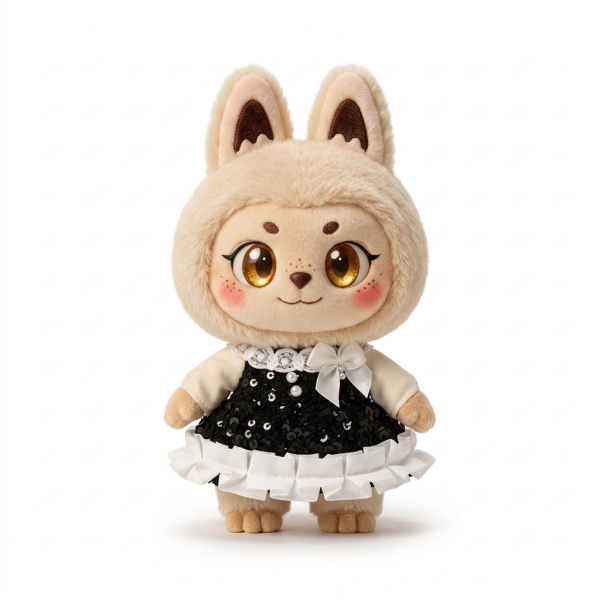 Star Print Ruffle Dress Fits Labubu 17cm Plush