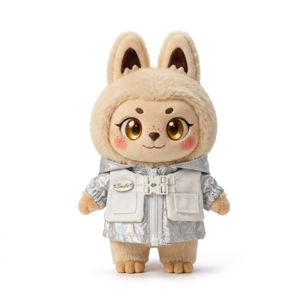 White Allover Print Jacket Fits Labubu 17cm Plush