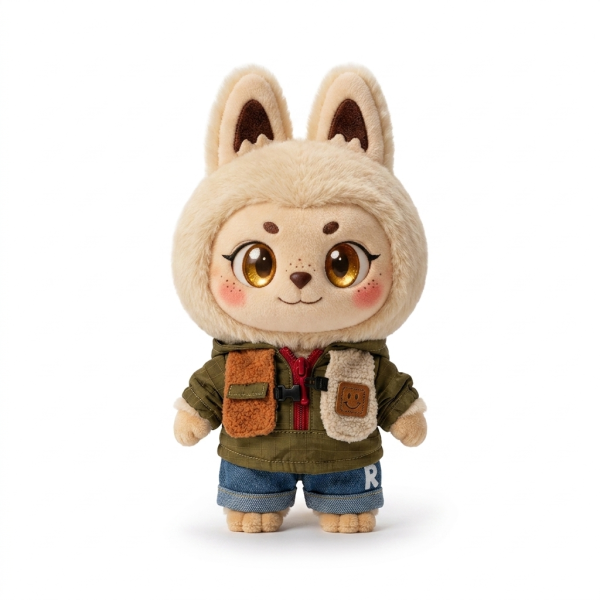 Utility Vest Denim Set Fits Labubu 17cm Plush