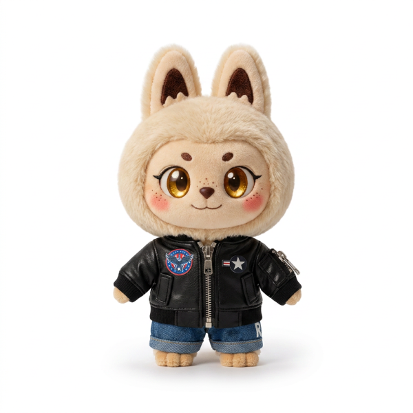 Black Star Biker Jacket Fits Labubu 17cm Plush