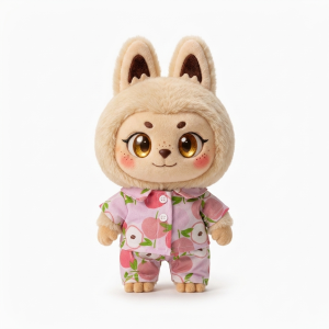 Rose Peach Pyjama Set Fits Labubu 17cm Plush