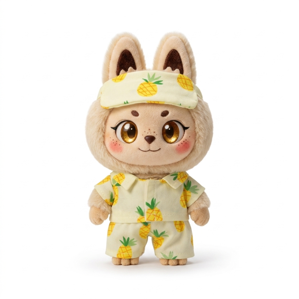 Pineapple Print Pyjama Hood Set Fits Labubu 17cm Plush