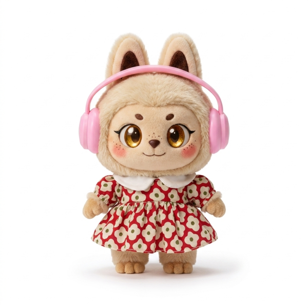 Floral Collar Dress Fits Labubu 15cm Plush