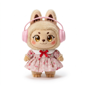 Pink Bow Floral Dress Fits Labubu 15cm Plush
