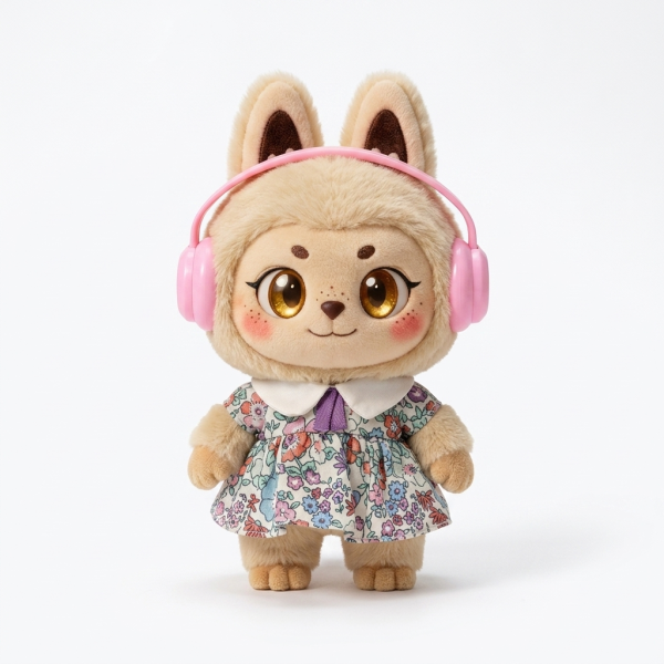 Purple Meadow Print Dress Fits Labubu 15cm Plush