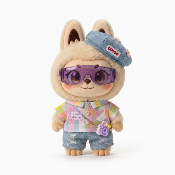 Pastel Shirt Denim Set Fits Labubu 17cm Plush