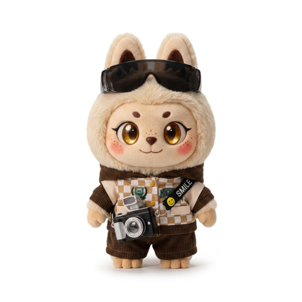 Brown Corduroy Camera Set Fits Labubu 17cm Plush