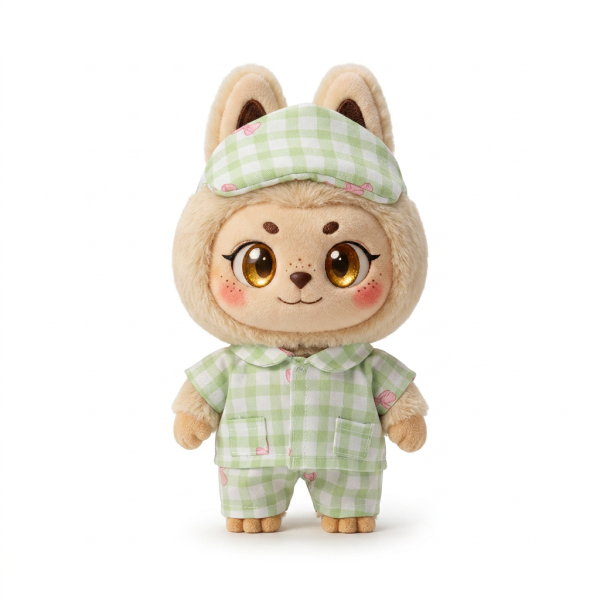 Gingham Pyjama Headband Set Fits Labubu 17cm Plush